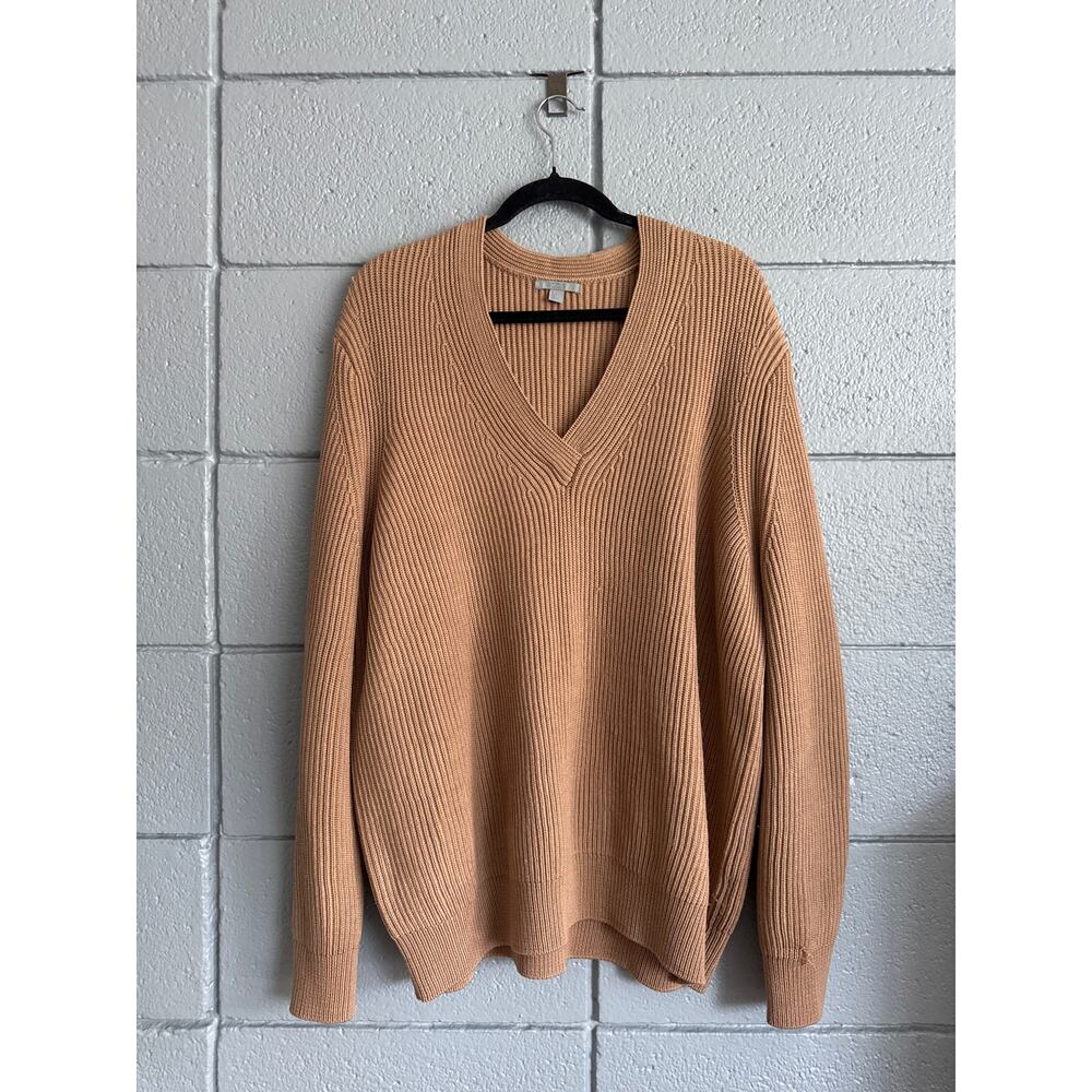 COS 100% Wool V-Neck Chunky Knit Sweater size L